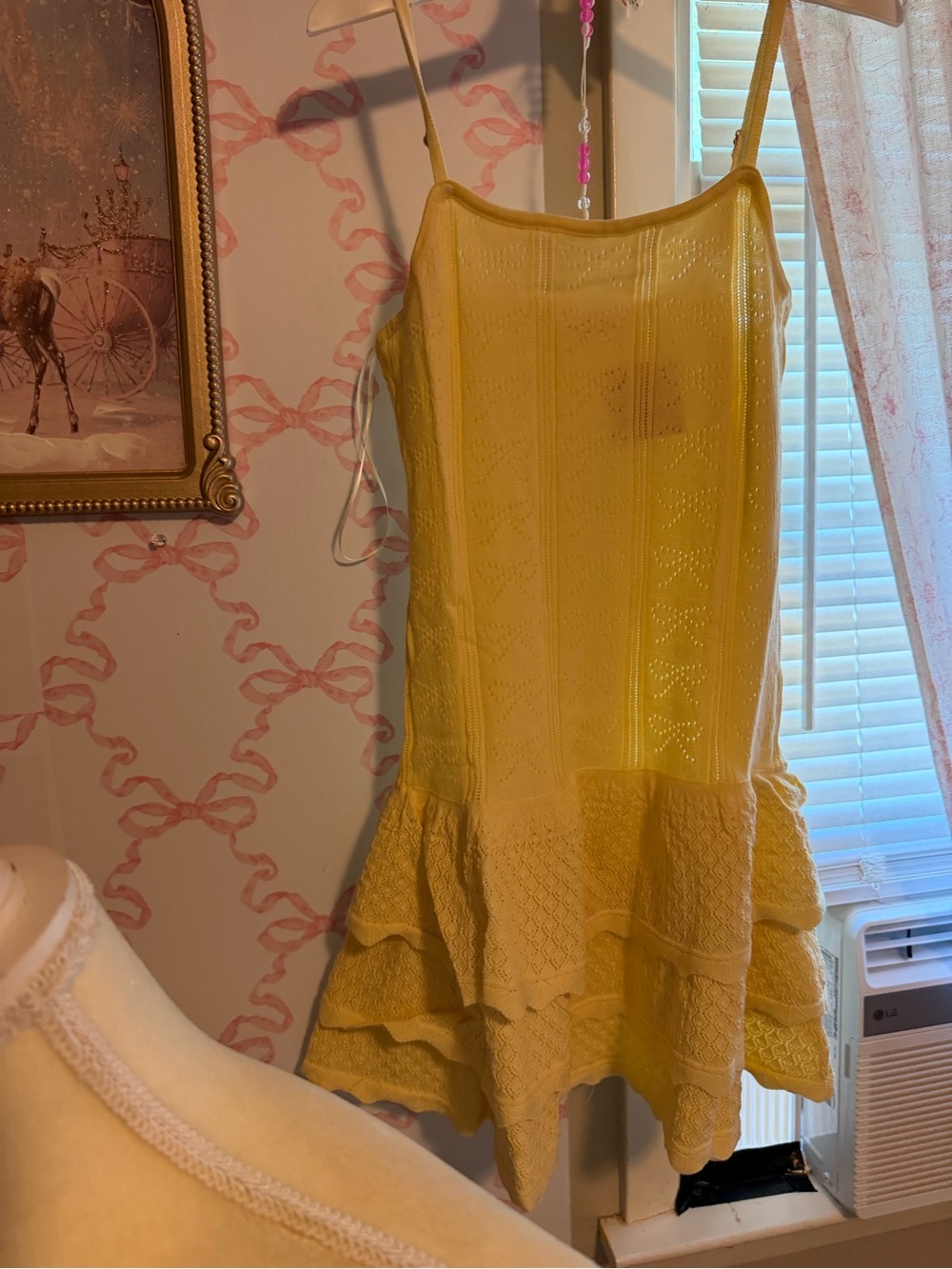 Soft Yellow Knit Ruffled Mini Dress - Picture 3 of 3
